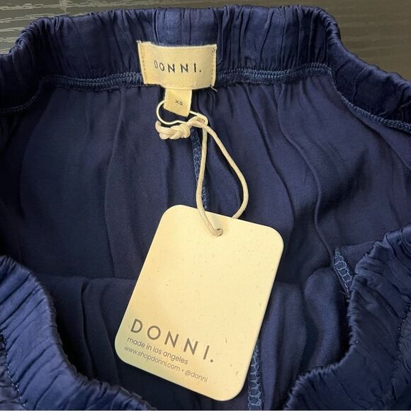DONNI. Silky Flared Pants in Navy Blue XS NWT - Picture 10 of 13